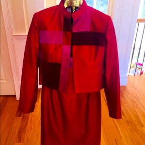 💕Kay Unger 2 pc Satin/Velvet Jacket & Sleeveless Dress💕